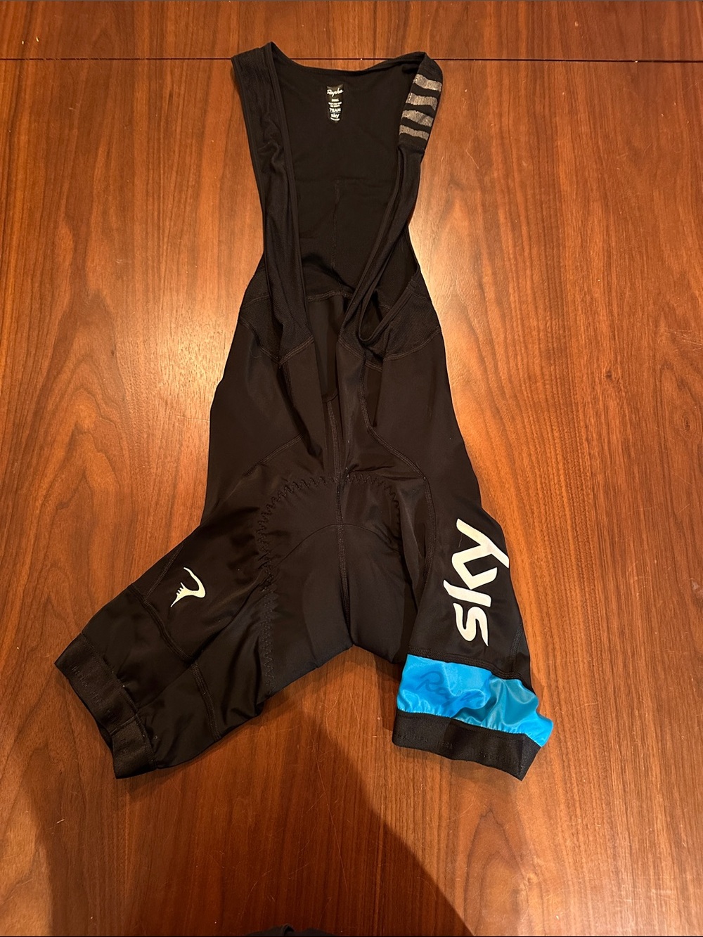 Rapha Pro Sky Men’s Black Athletic Bib Shorts with Blue Accent